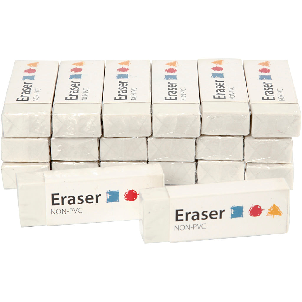Radiergummi der Firma Creativ, Maße 62x22x10 mm, 20 Stück, 1 Box