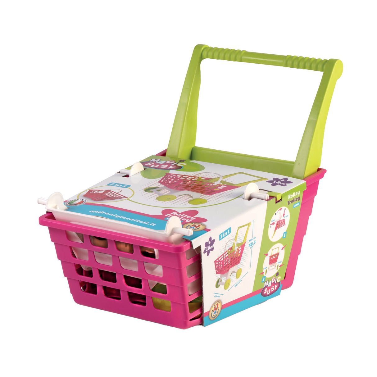 Carrito de compras Androni verde rosa