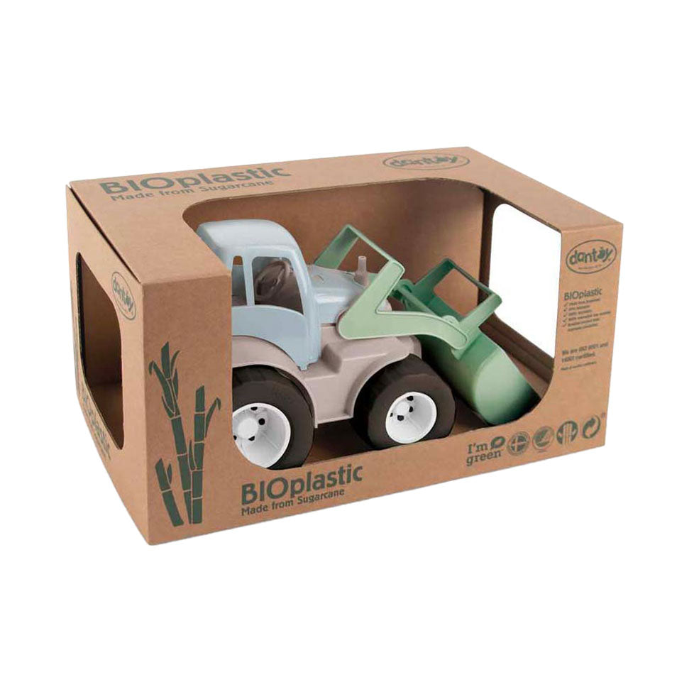 Dantoy Traktor mit Frontlader grün blau, 30cm