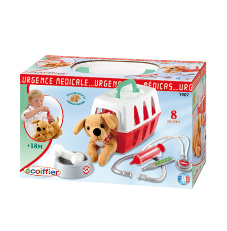 Ecoiffier Ecoiffier Hund mit Pflegeset – Spielzeug mit Reisekorb – 1,5+ Jahre