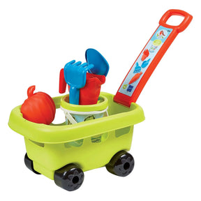 Ecoffier Ecoiffier Sandkasten-Set, Eimer, Spatel, Grabki, Gießkanne, Form + Wagen auf Rädern