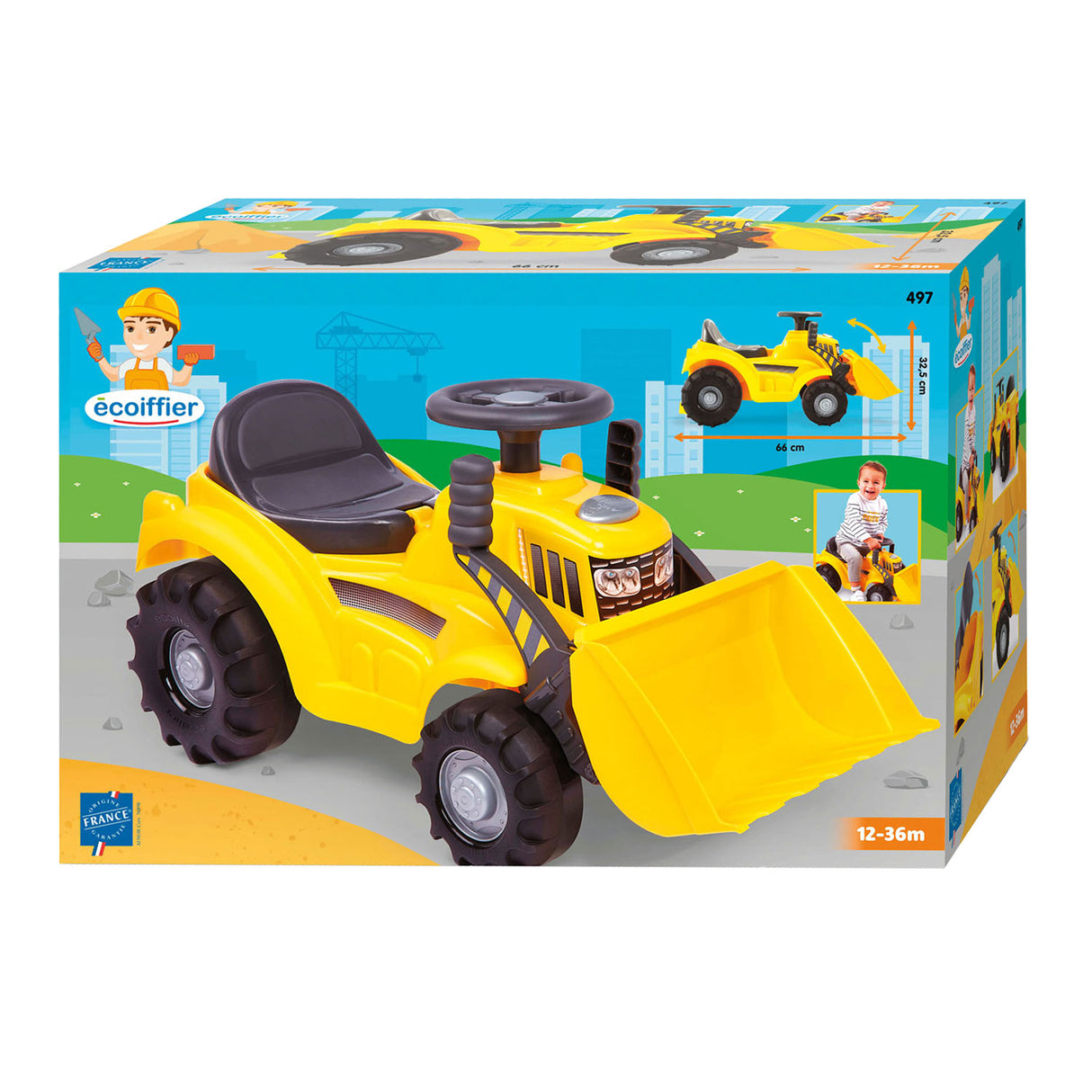 Ecoiffier Maxi Walking Tractor con cargador frontal