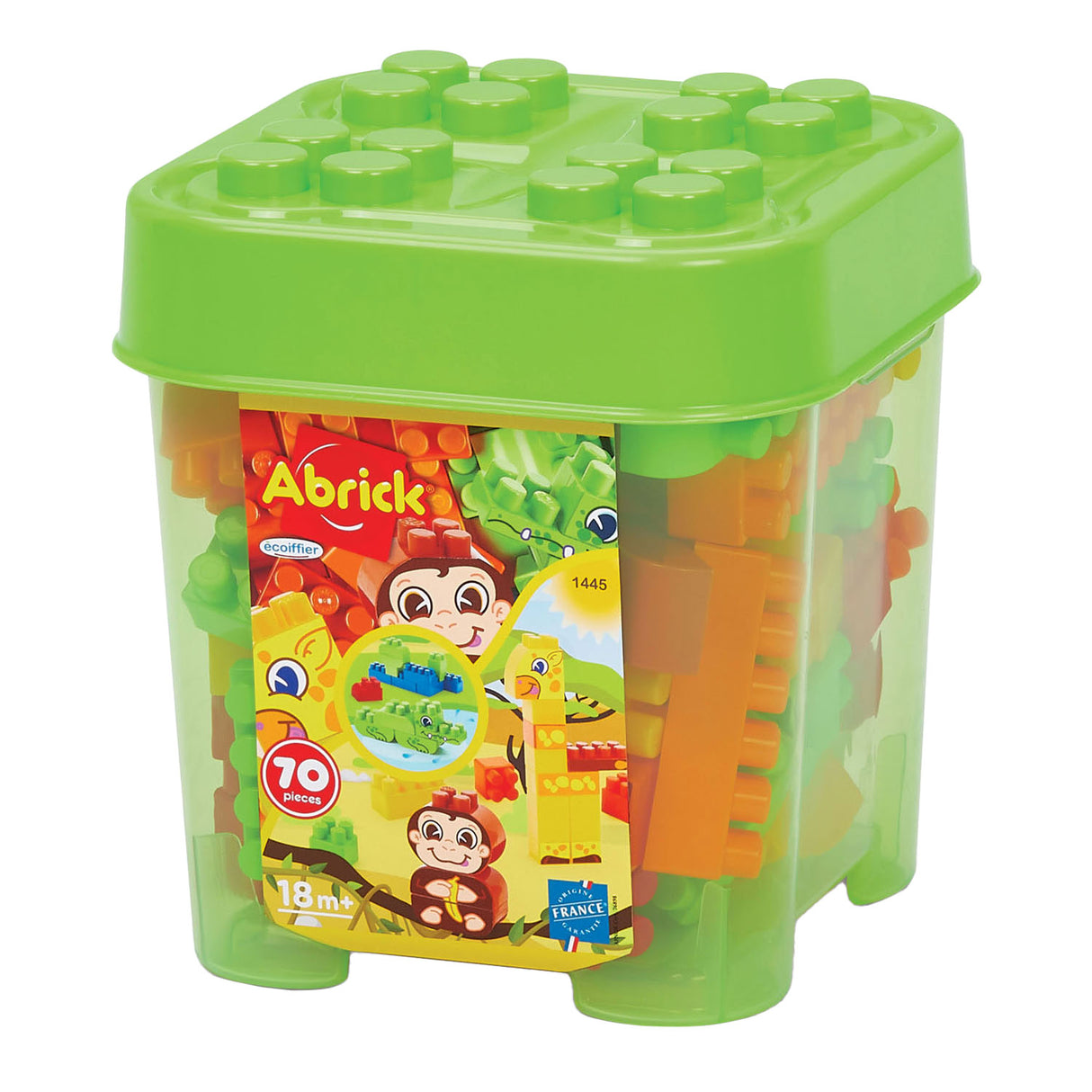 Abrick building blocks in storage box, 70dlg.