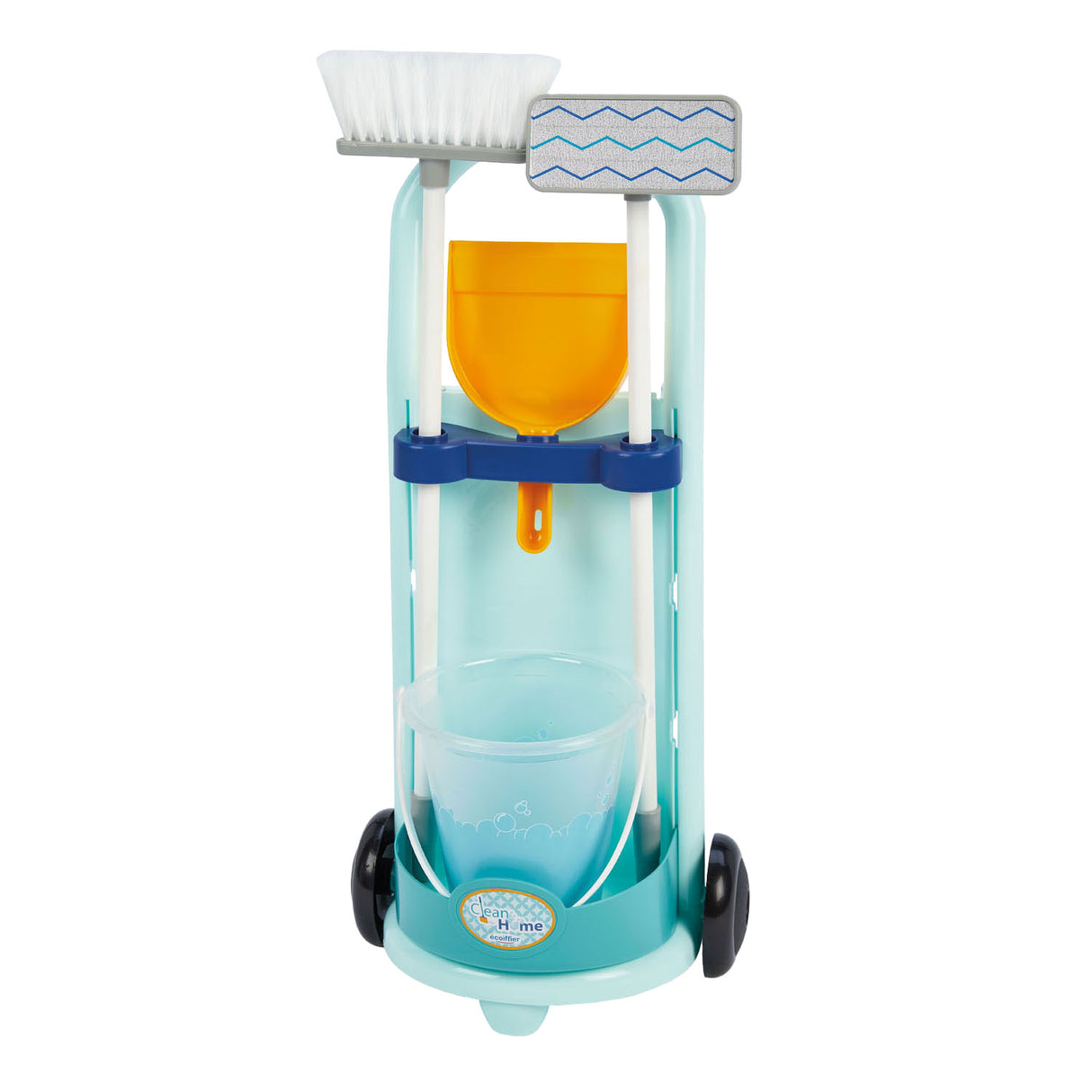 Ecoiffier schoonmaak trolley blauw, 5dlg.