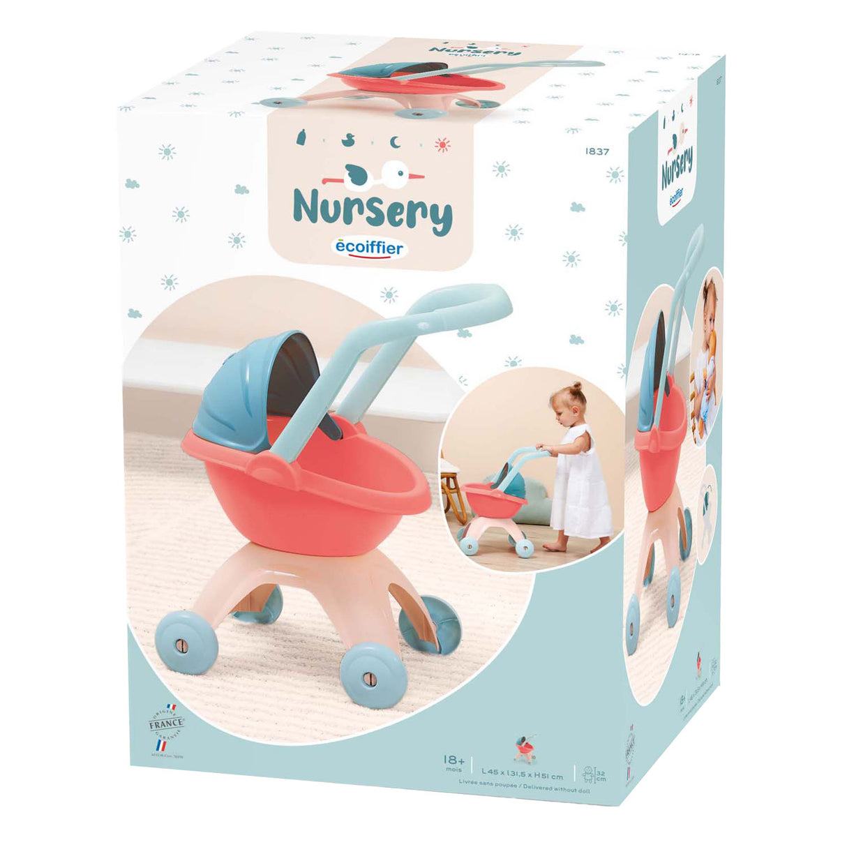 Den Ecoulisier Nursery Dollwagen Pastell