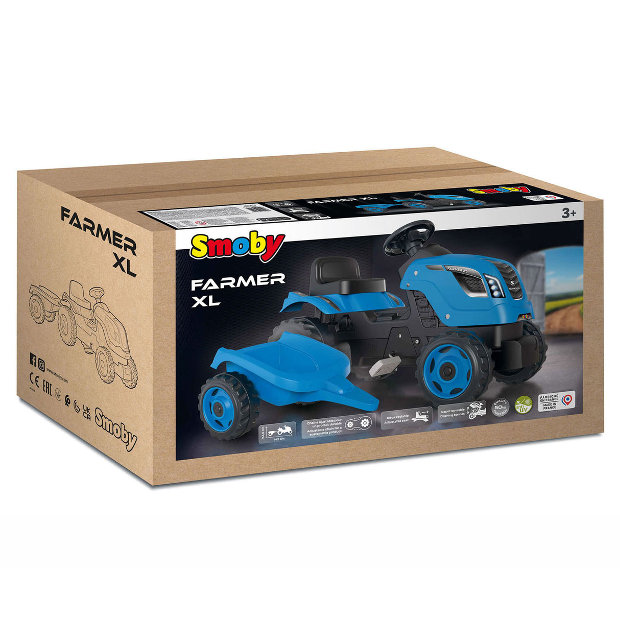 Smoby Farmer XL Steptractor with Trailer Blue