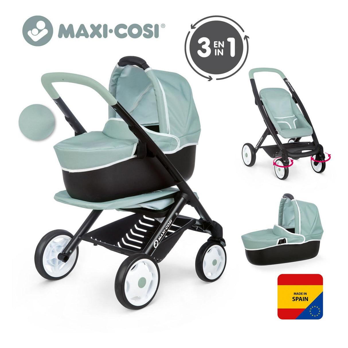 Smoby maxi-cosi dukke ordentlig salvie 3in1