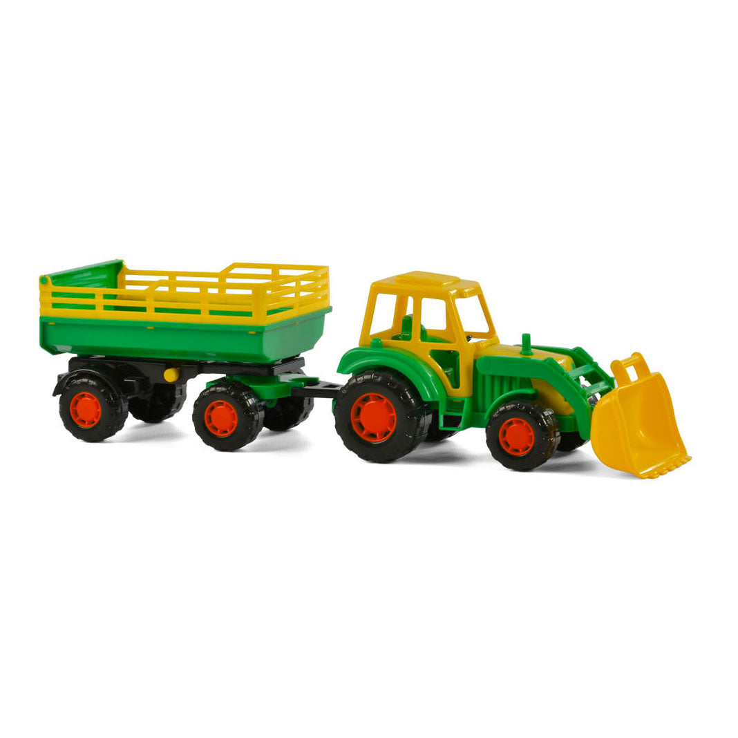 Cavallino Toys Traktor Cavallino s sprednjim nakladalcem in prikolico zeleno