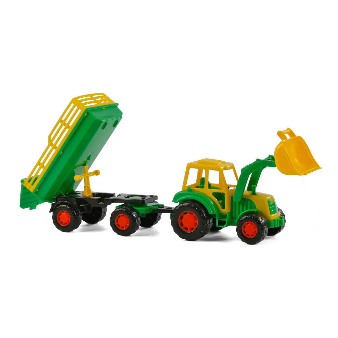 Cavallino Toys Cavallino traktor med frontlæsser og trailer grøn