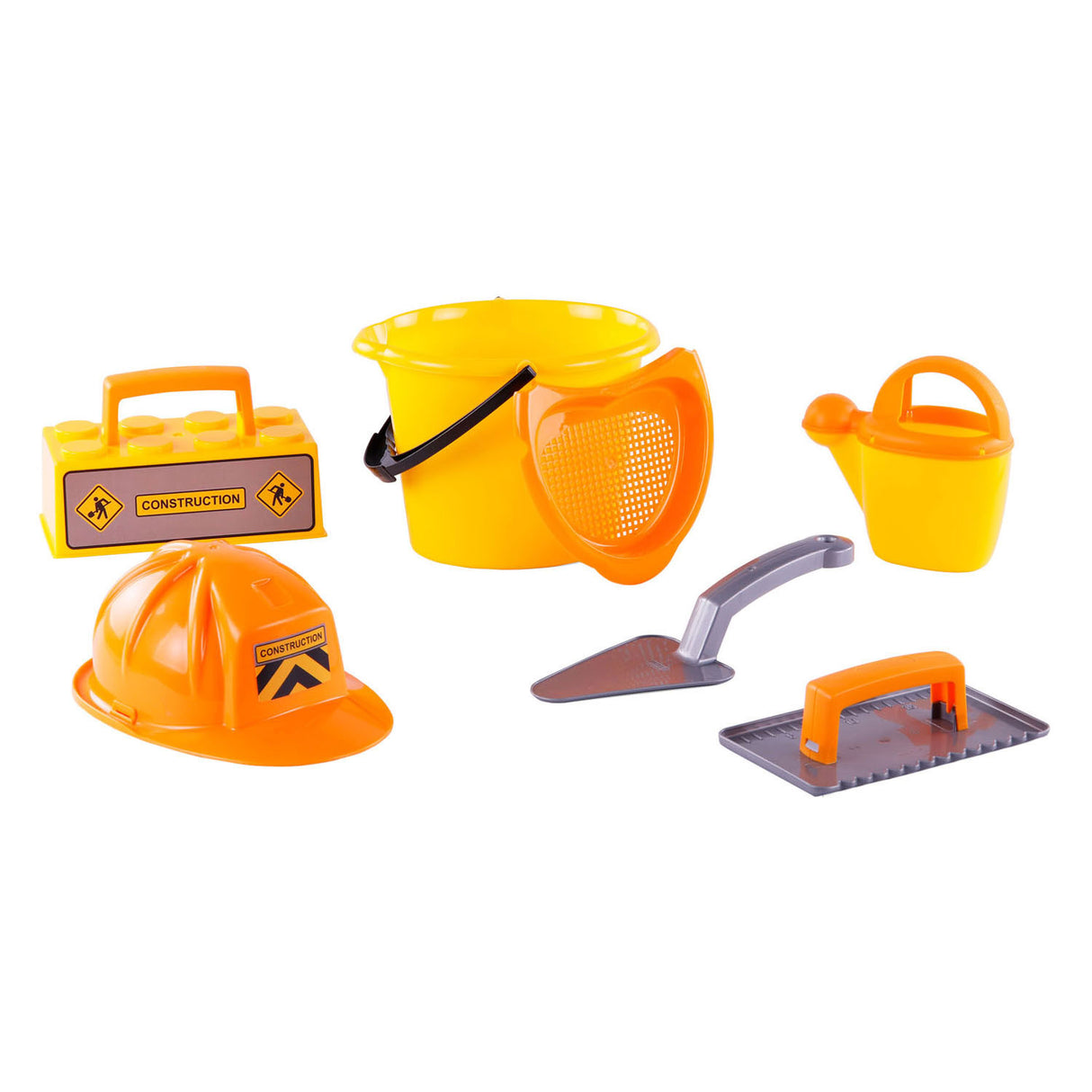 Cavallino Toys Cavallino brick bucket set with tools and helmet, 6dlg.