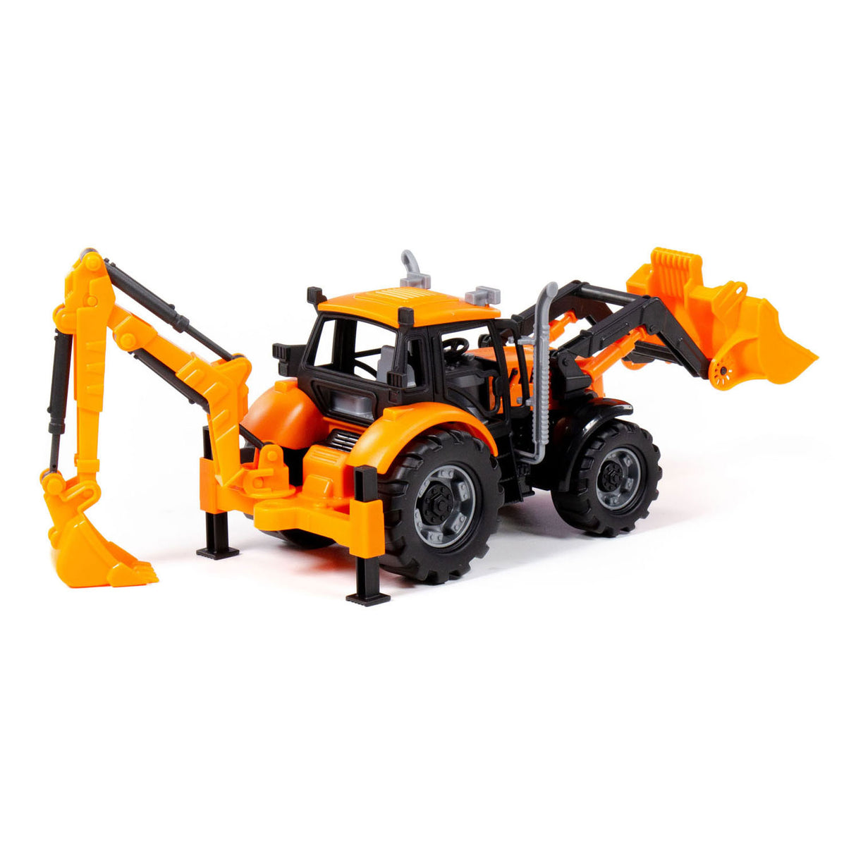 Cavallino Toys Cavallino Ciągnik z ładowarką i koparką żółty, skala 1:32