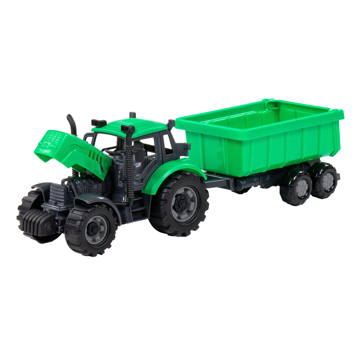 Cavallino -Traktor mit Kipplastwagenanhänger grün, Skala 1:32