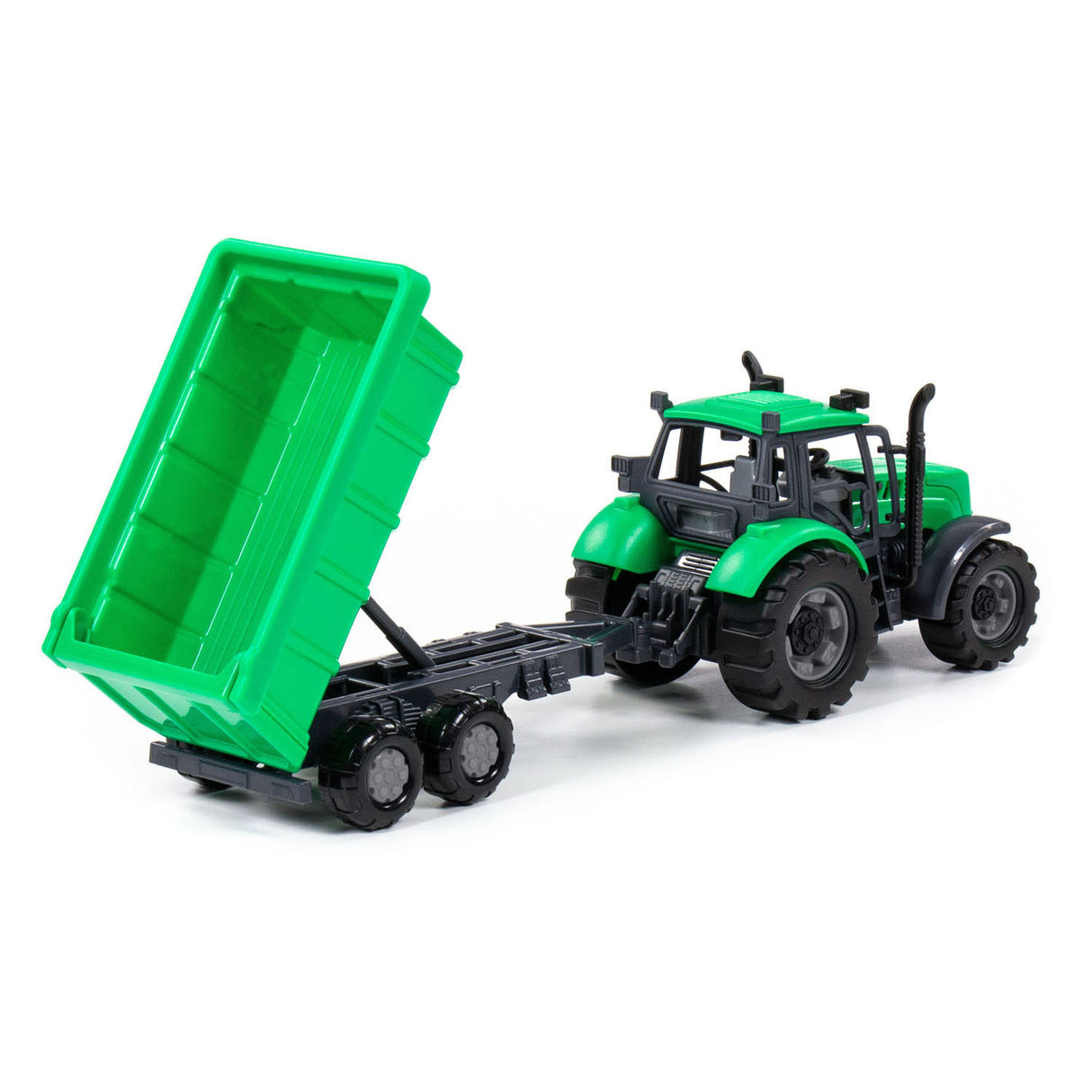 Cavallino Toys Tractor Cavallino s priklopnikom nagibnega tovornjaka Green, lestvica 1:32