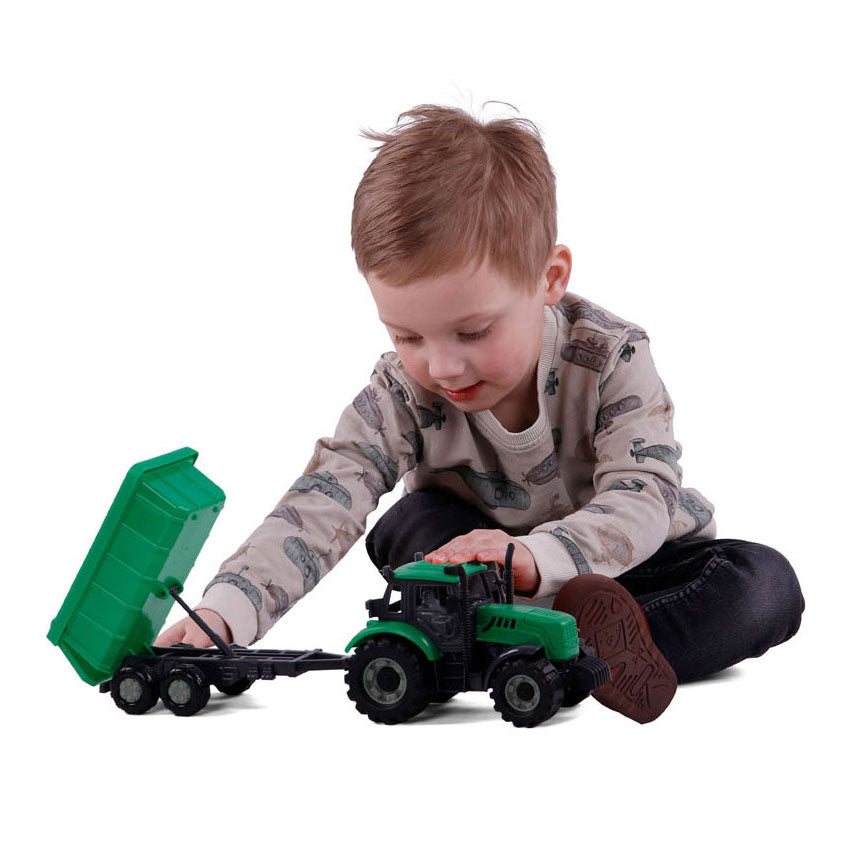 Cavallino Toys Tractor Cavallino s priklopnikom nagibnega tovornjaka Green, lestvica 1:32