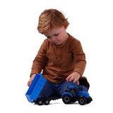 Cavallino -Traktor mit Tipplastwagenanhänger blau, Skala 1:32