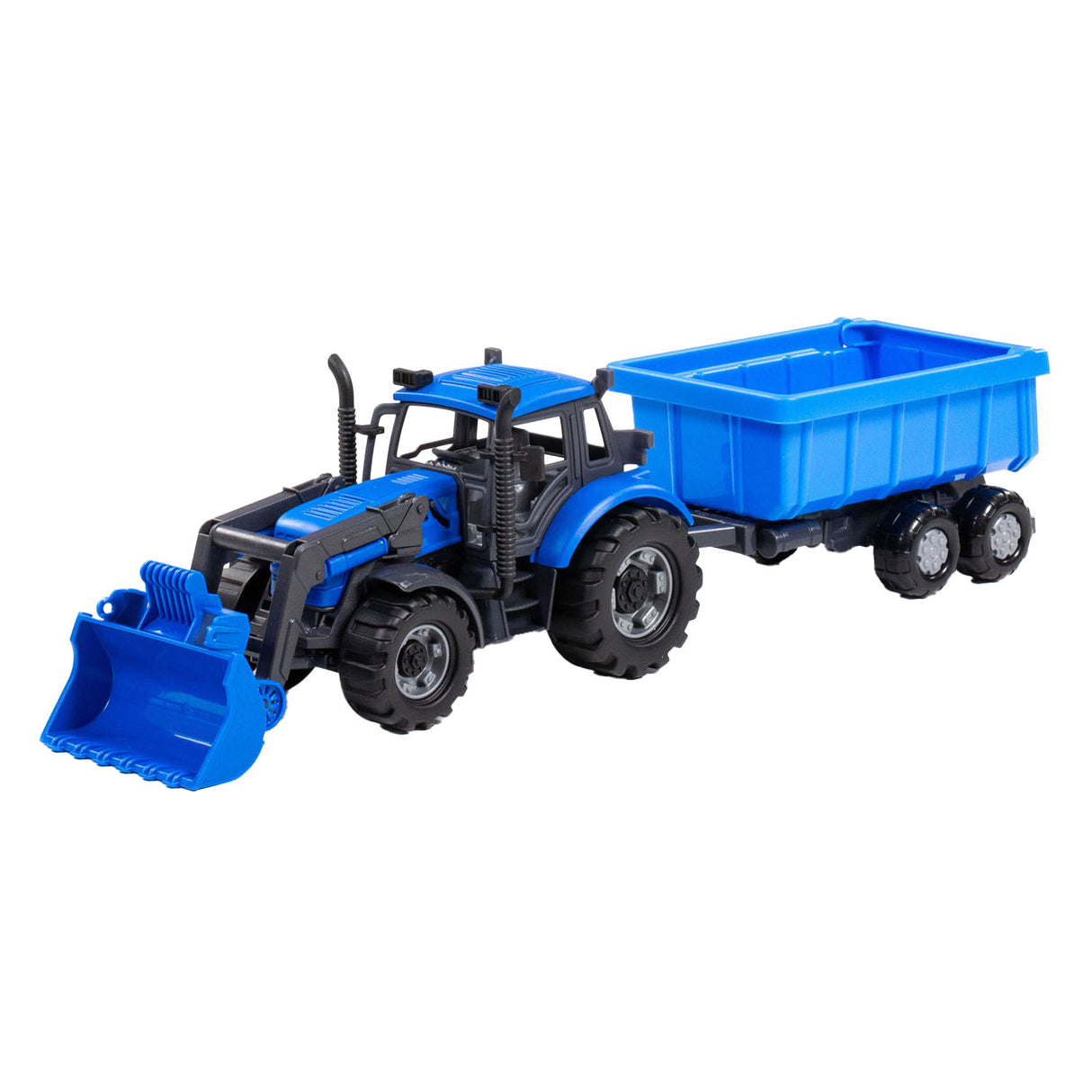 Cavallino Toys Tractor Cavallino con cargador y camión de propina de suministro azul, escala 1:32