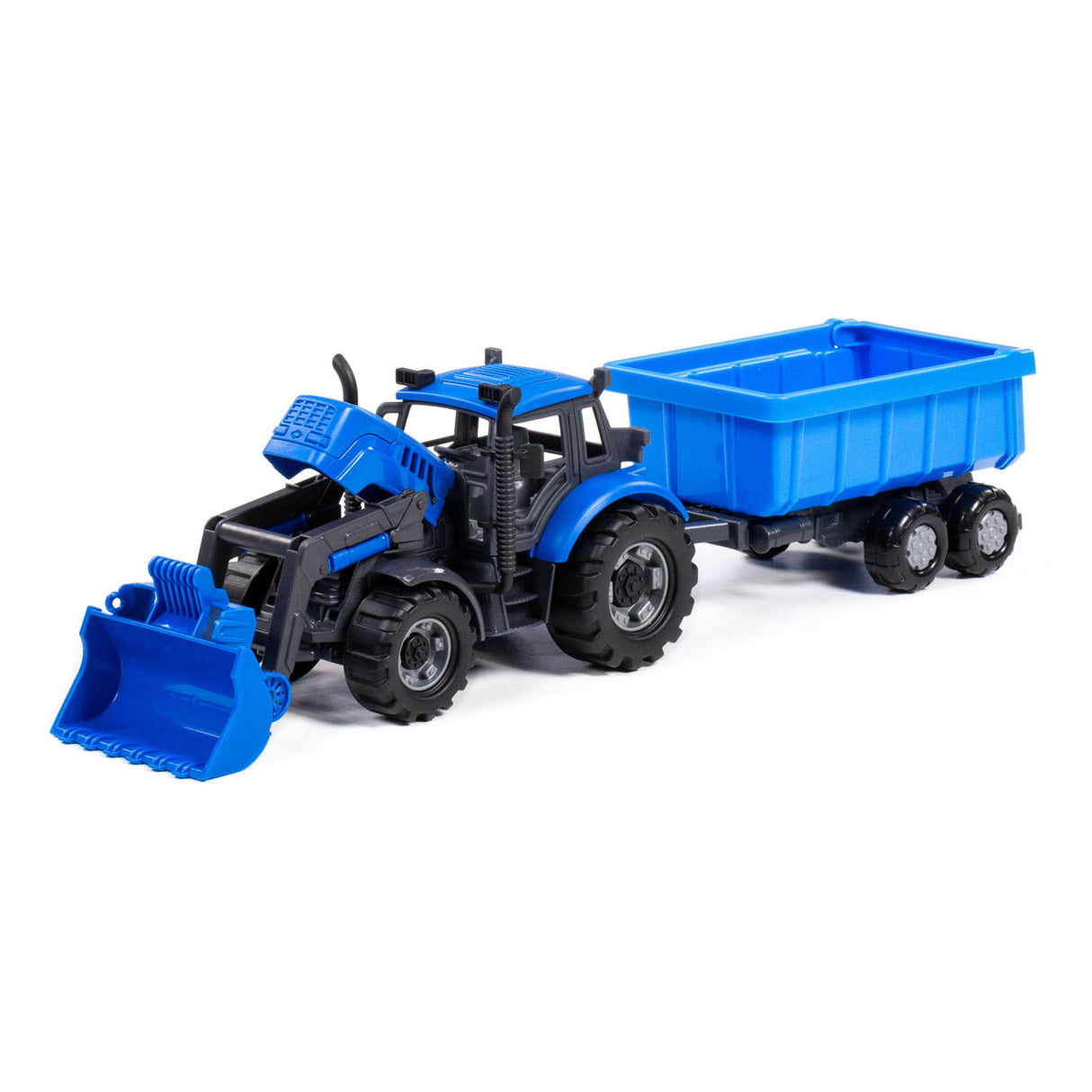 Cavallino Toys Cavallino Tractor with charger and Supply tipping truck blue, scale 1:32