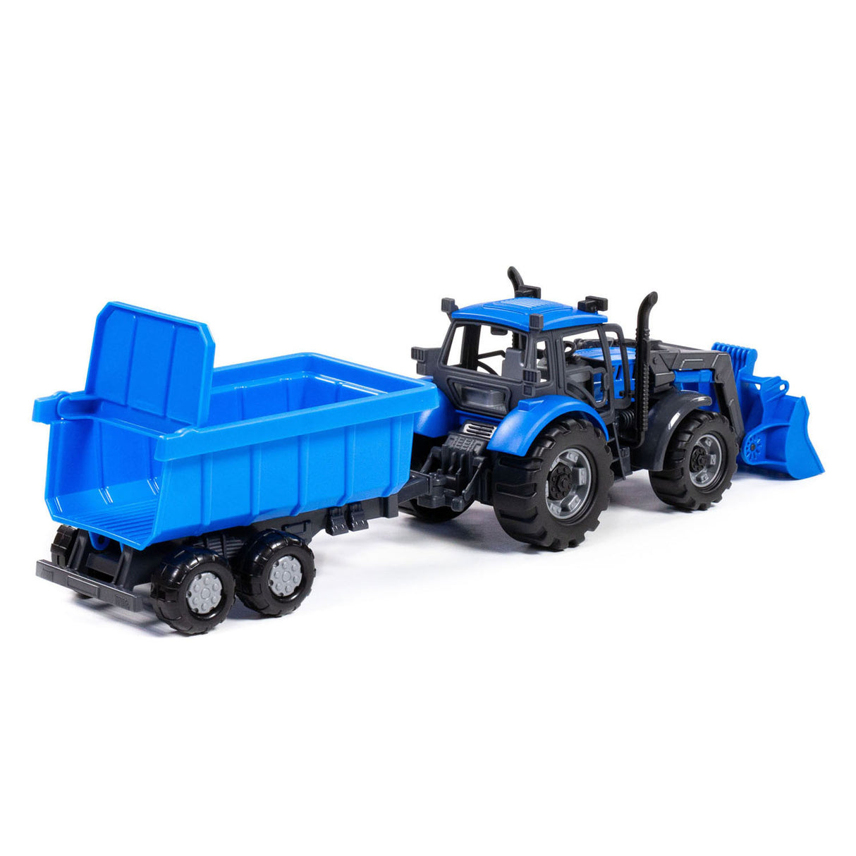 Cavallino Toys Cavallino Tractor med laddare och leverans Tipping Truck Blue, skala 1:32