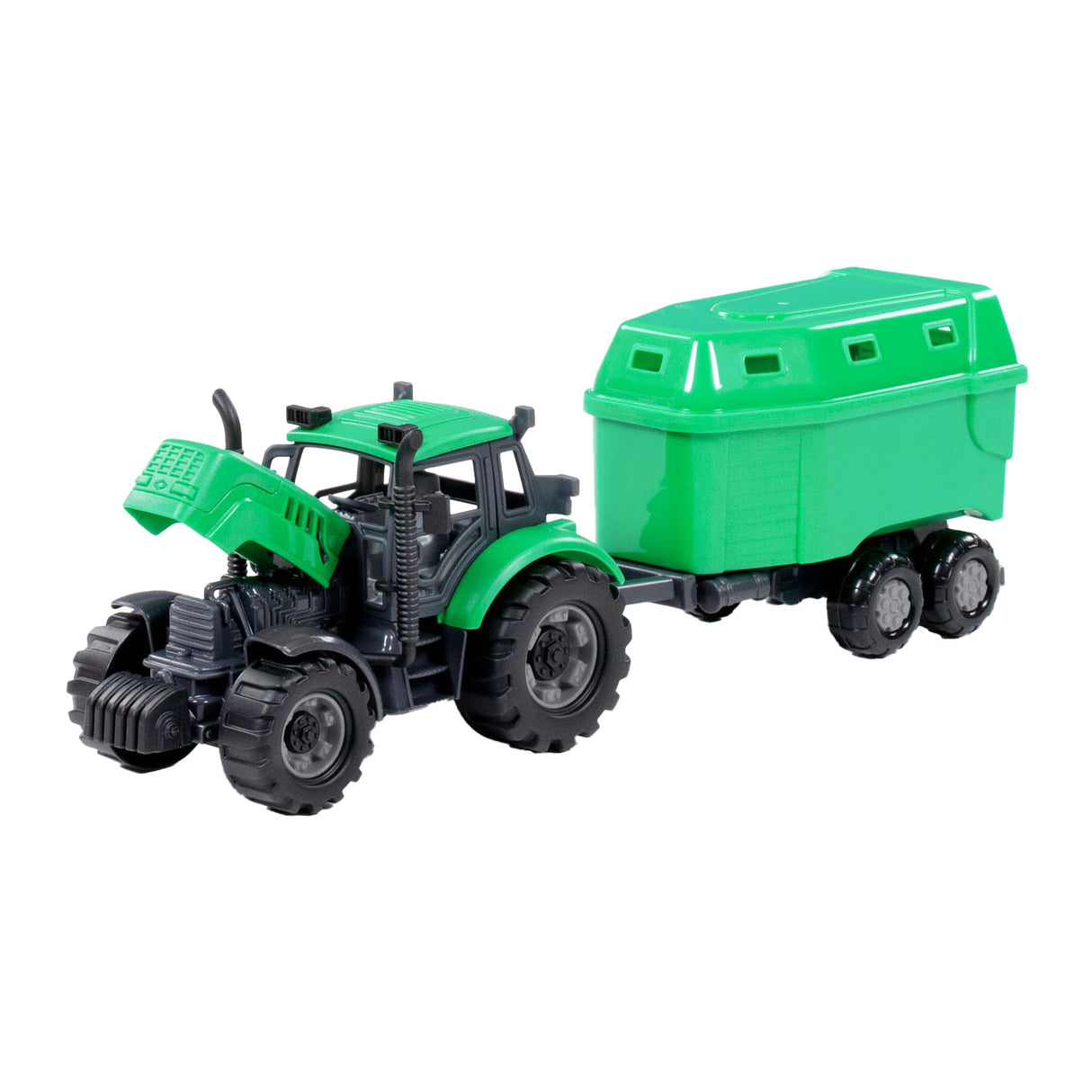 Cavallino Toys Cavallino Ciągnik z przyczepą końską zieloną, skala 1:32