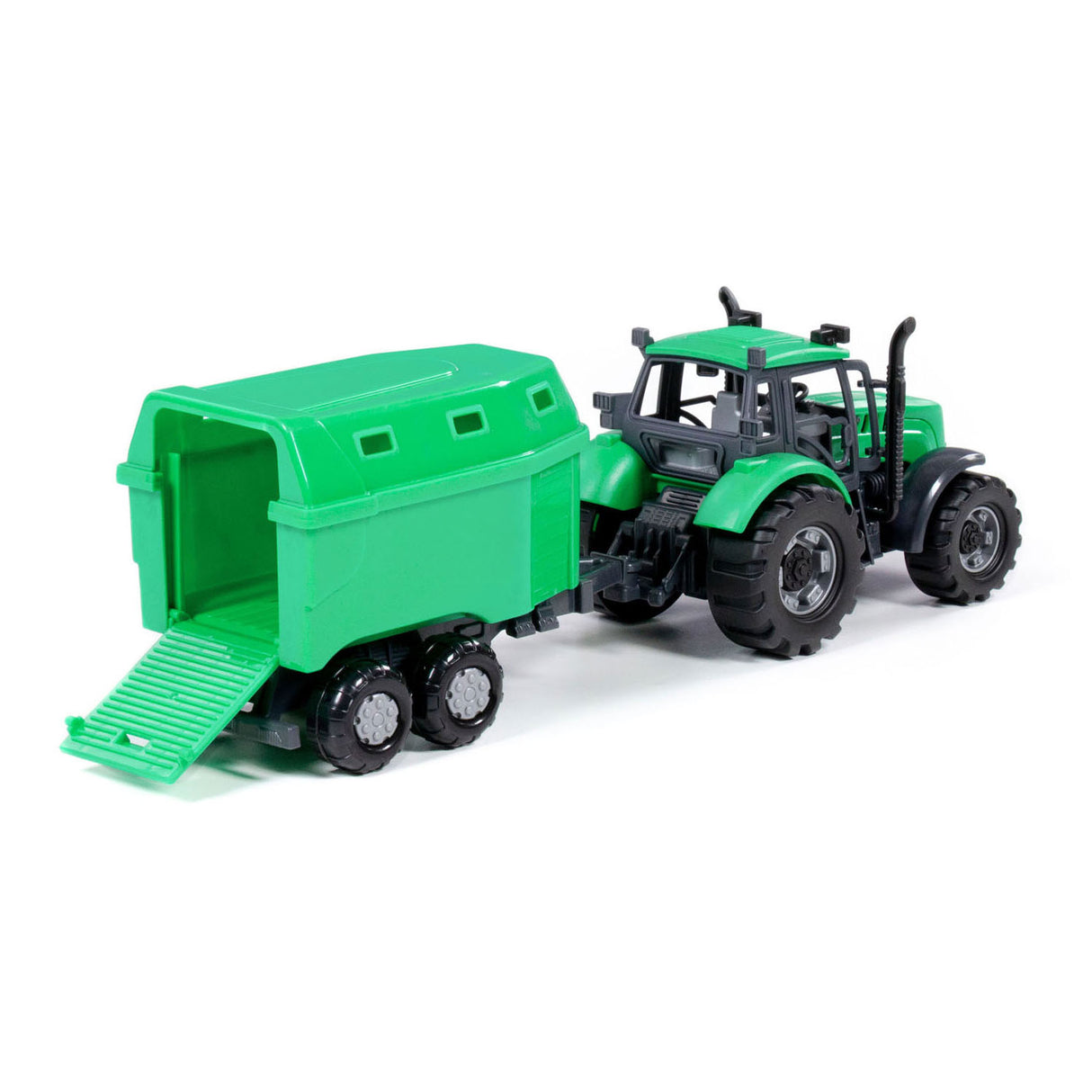 Cavallino Toys Cavallino Traktor mit Pferdeanhänger grün, Skala 1:32