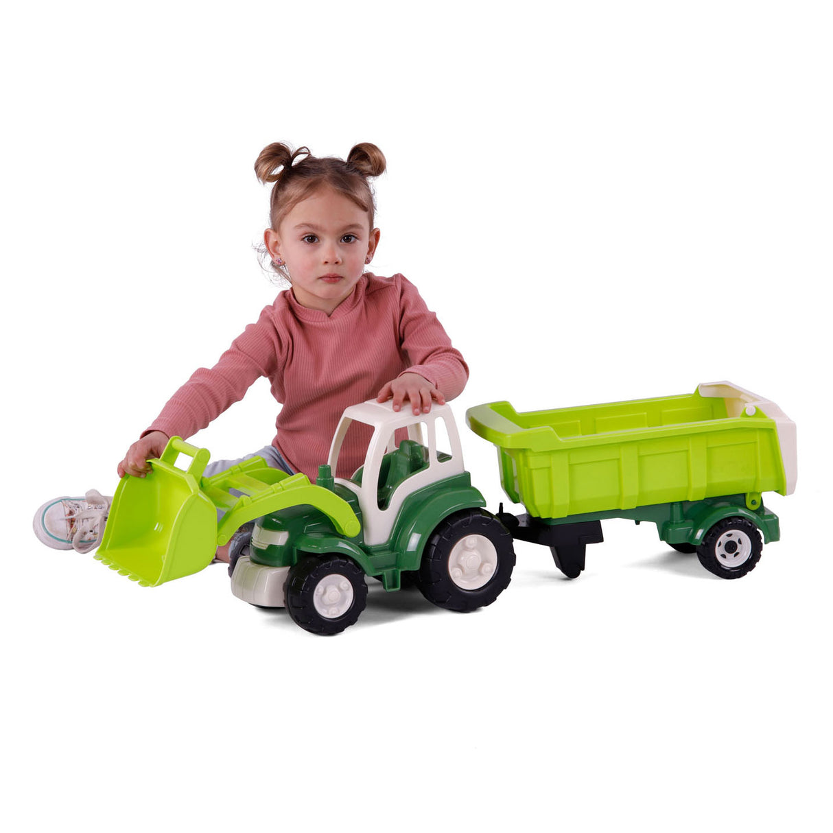 Cavallino Toys Cavallino XL Tractor Green con rimorchio inclinato, 86,5 cm