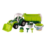 Cavallino toys cavallino xl tractor groen met kiep- aanhangwagen en emmerset, 9dlg.