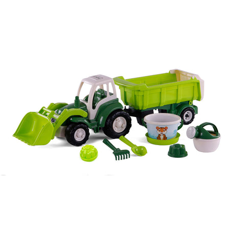 Cavallino XL Tractor Green mit Neigungsanhänger und Eimer -Set, 9dlg.
