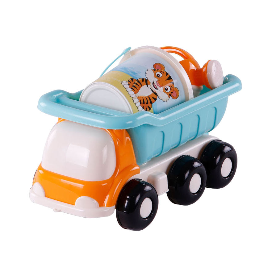 Cavallino Toys Cavallino Beach Kiepwagen con set di set blu, 5dlg.