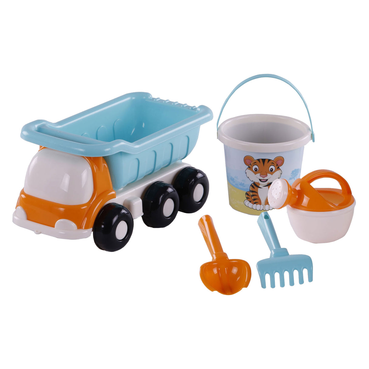 Cavallino Toys Cavallino Beach Kiepwagen con set di set blu, 5dlg.