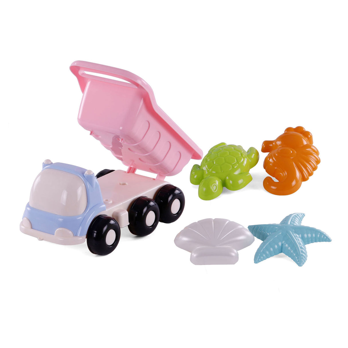 Cavallino Toys Cavallino Beach Kiepwagen s 4 peščenimi oblikami roza