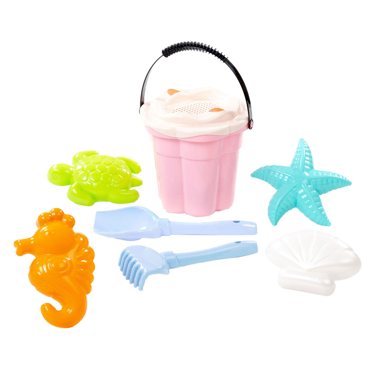 Cavallino Toys Cavallino Classic bucket set with sand shapes pink, 9dlg.