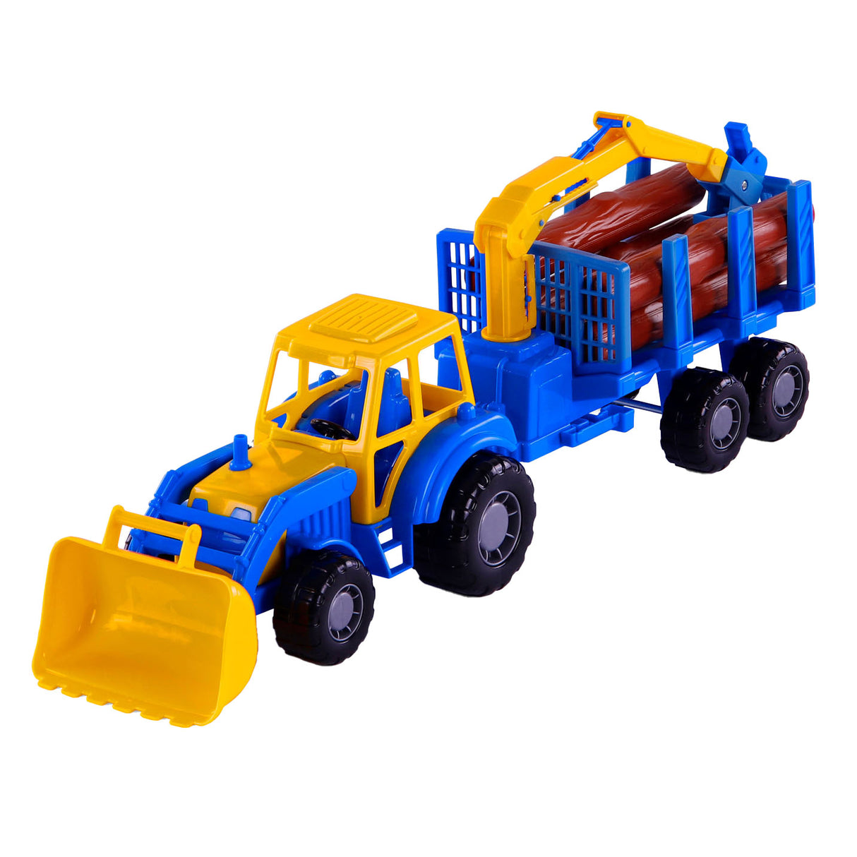 Cavallino Toys Cavallino Junior Tractor con remolque de grifo y madera, 46 cm