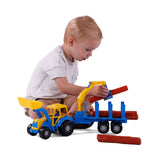 Cavallino Junior Traktor mit Krananhänger und Holz, 46 cm