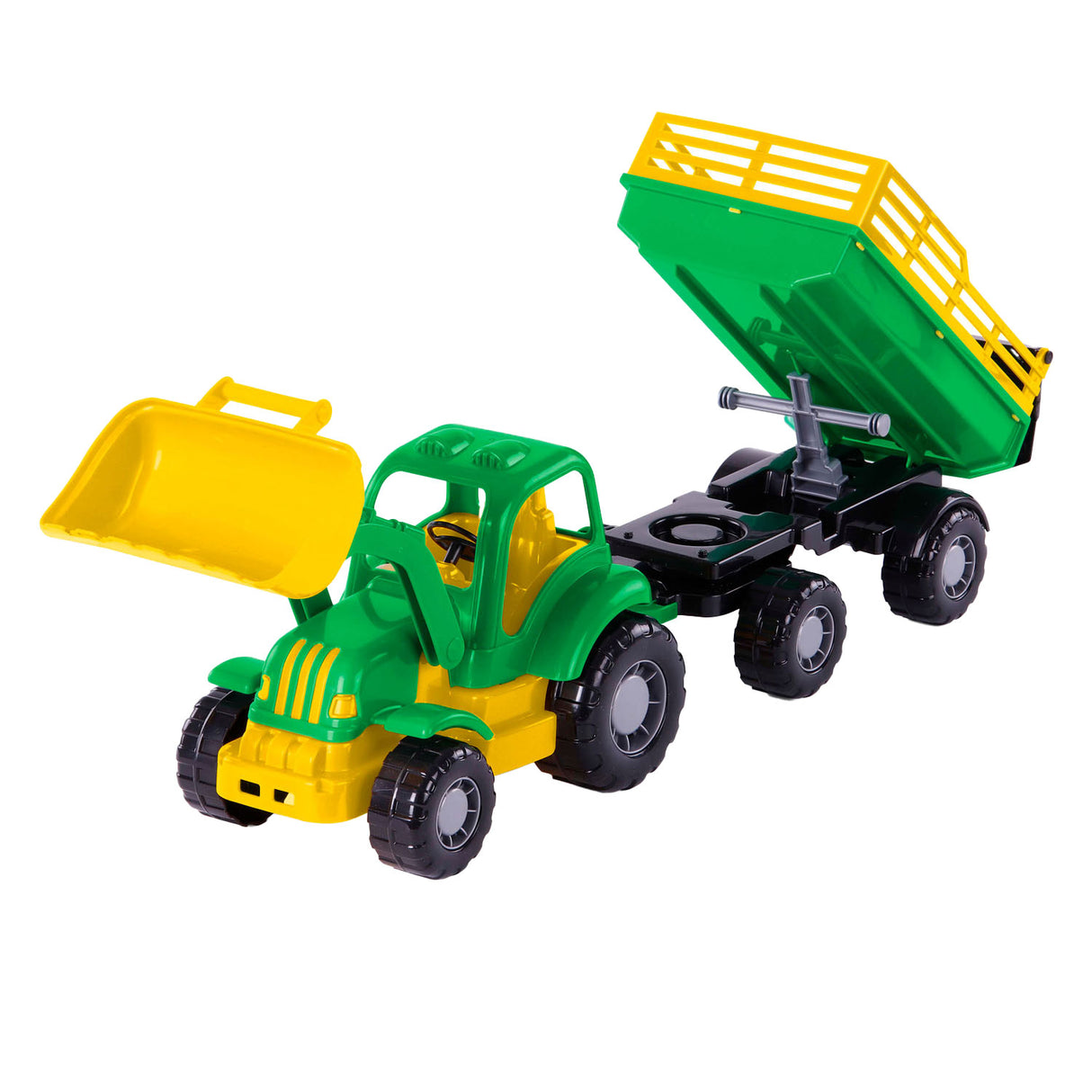 Cavallino toys cavallino klassieke tractor met kiep aanhangwagen, 66cm