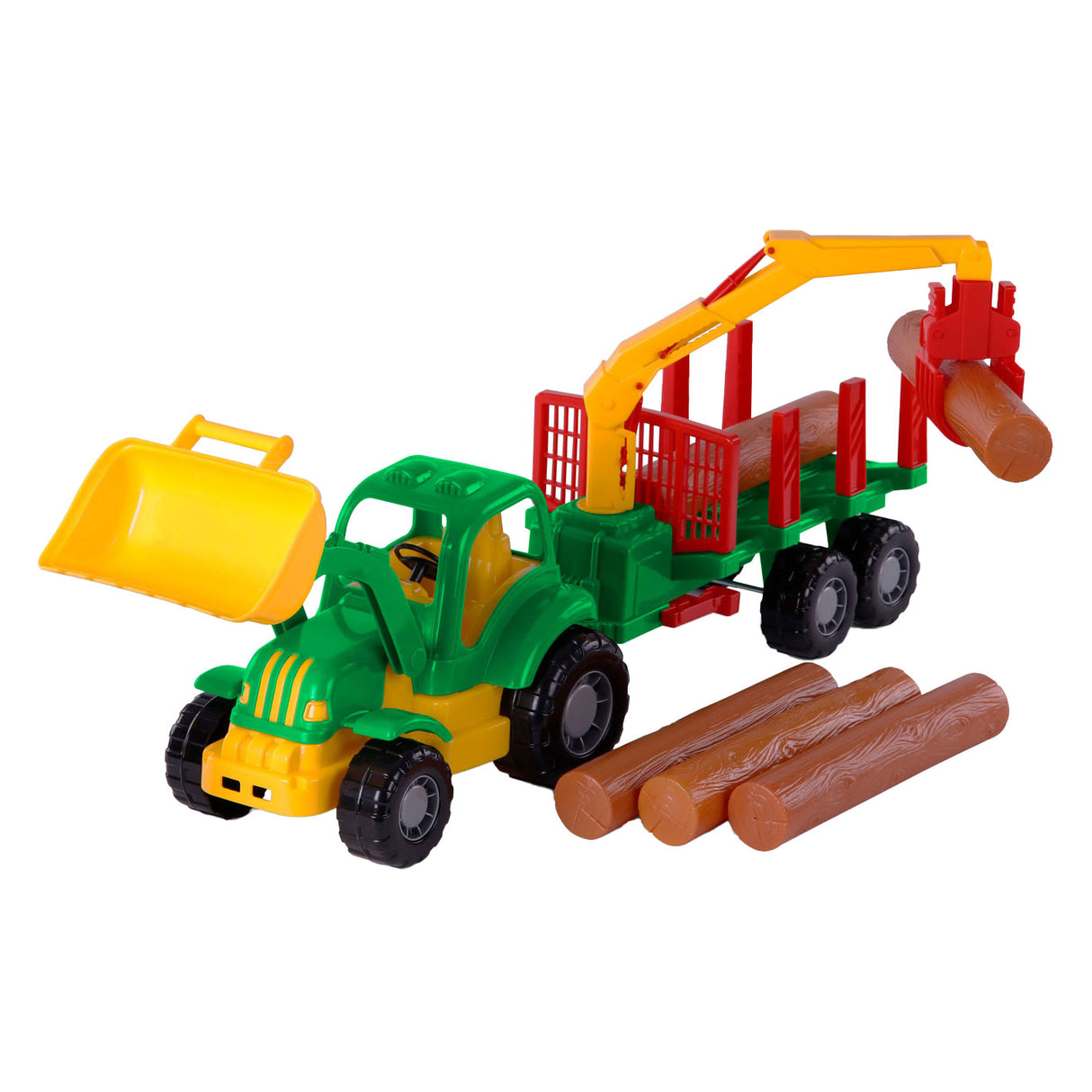 Cavallino Toys Cavallino Classic Tractor con rimorchio e legno, 61 cm