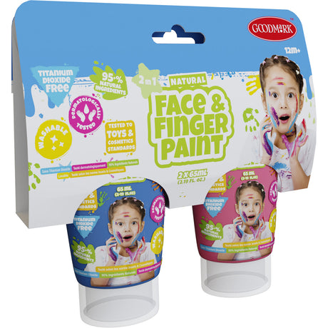 Boti natürliche Fingerfarben-Gesichtstube – Blau und Rosa, 2 x 65 ml