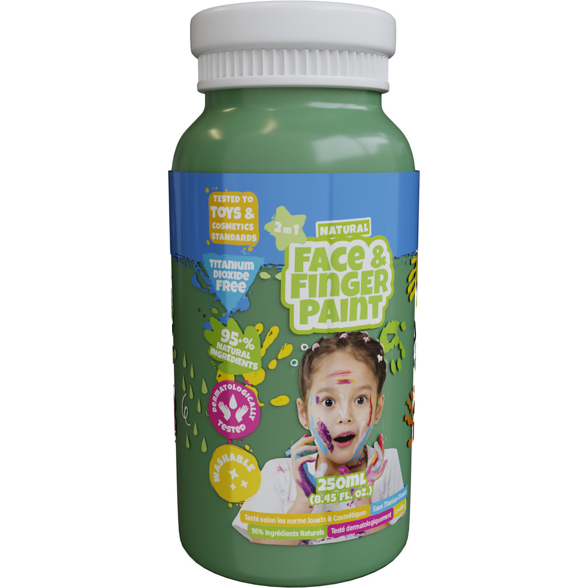 Boti Natural Face FingerPaint Bottle - Green, 250 ml