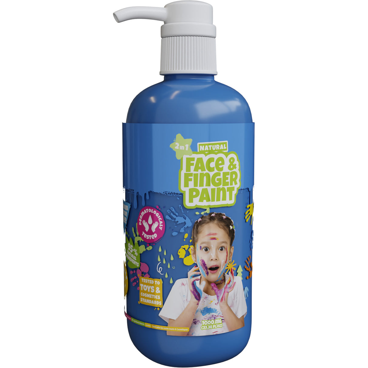 Natürliche Fingerfarben-Gesichtsflasche mit Pumpe – blau, 1 l – Gesichtsfarbe