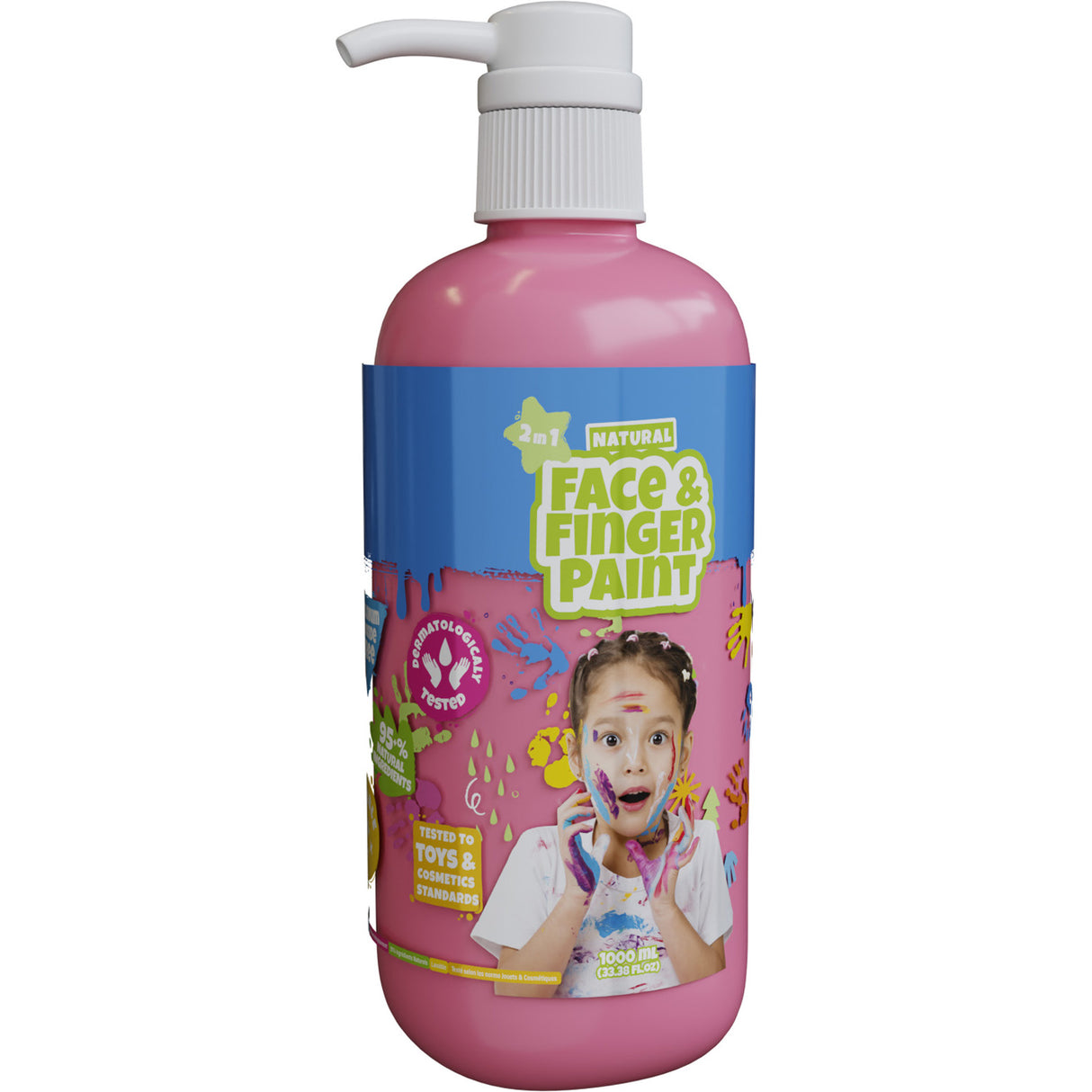 Boti Natural Face Fingerpaint Bottle with pump - Pink, 1L