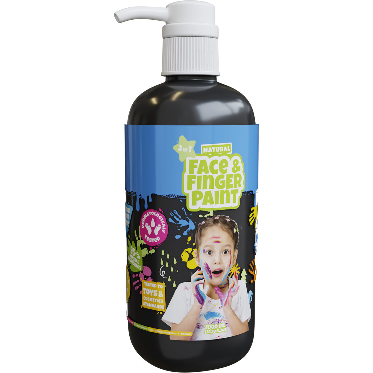 Boti natürliche Gesichtsfingerpaintflasche mit Pumpe - schwarz, 1l