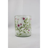 Villa-Atmosphäre Vase aus Glas mit rosa Blumen 13x13x15cm