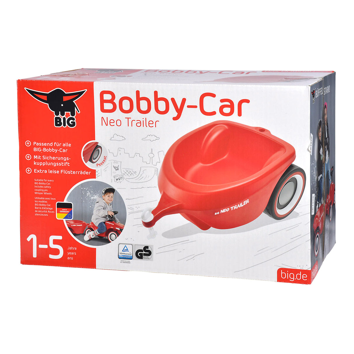 Velký Bobby Car Neo Trailer Red