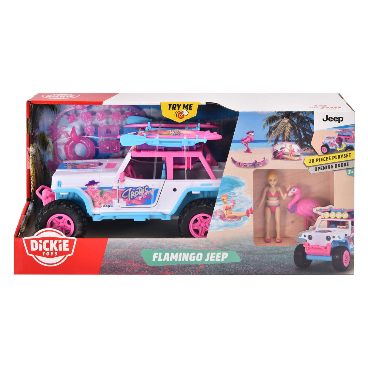 Dickie Flamingo Jeep met Speelfiguur