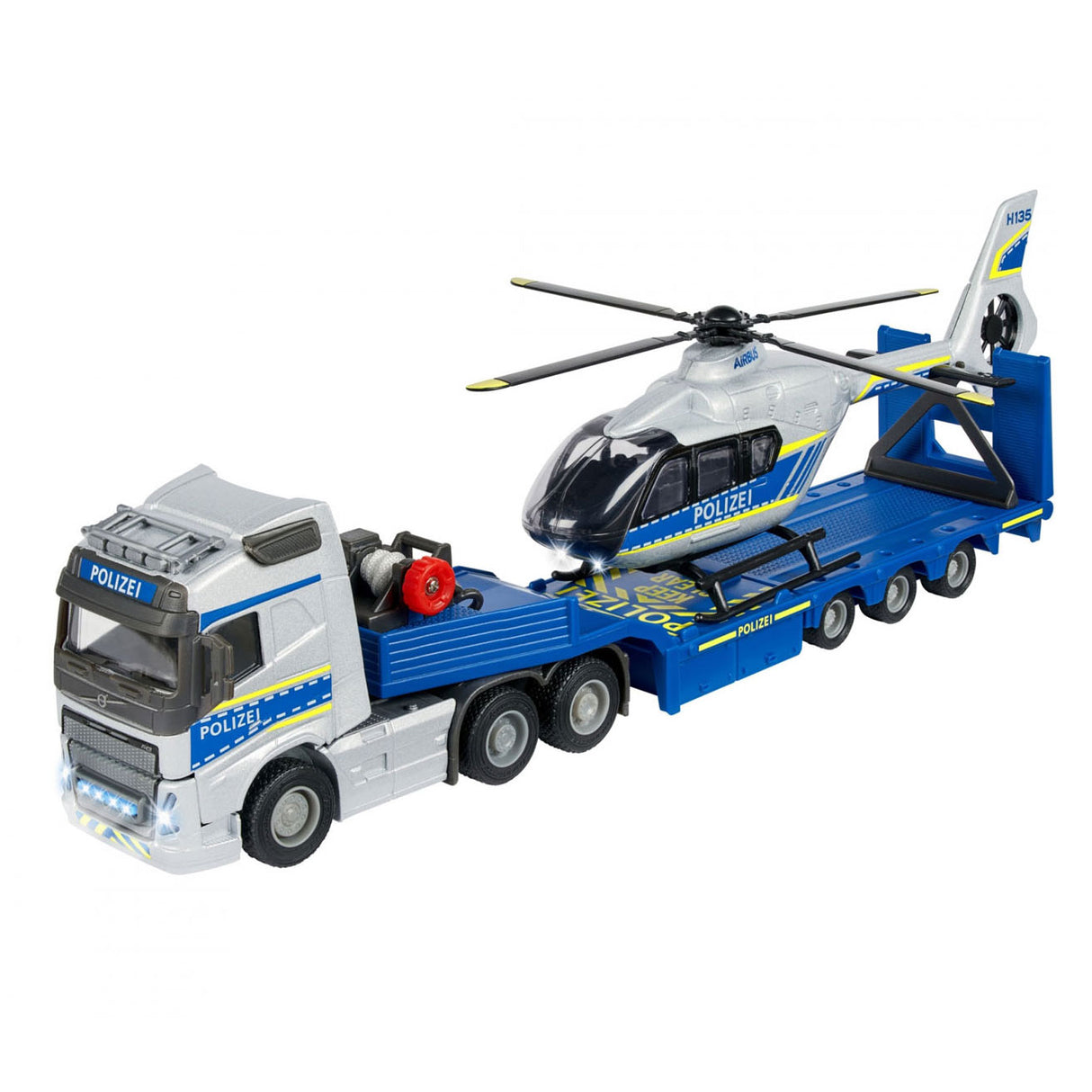 Majorette Volvo Truck med helikopterpoliti