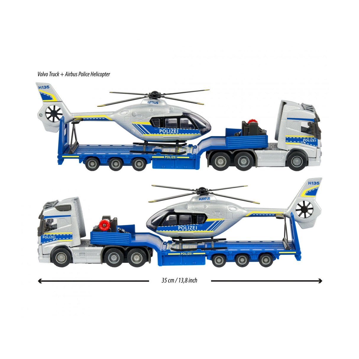 Majorette Volvo Truck z policją helikopterową