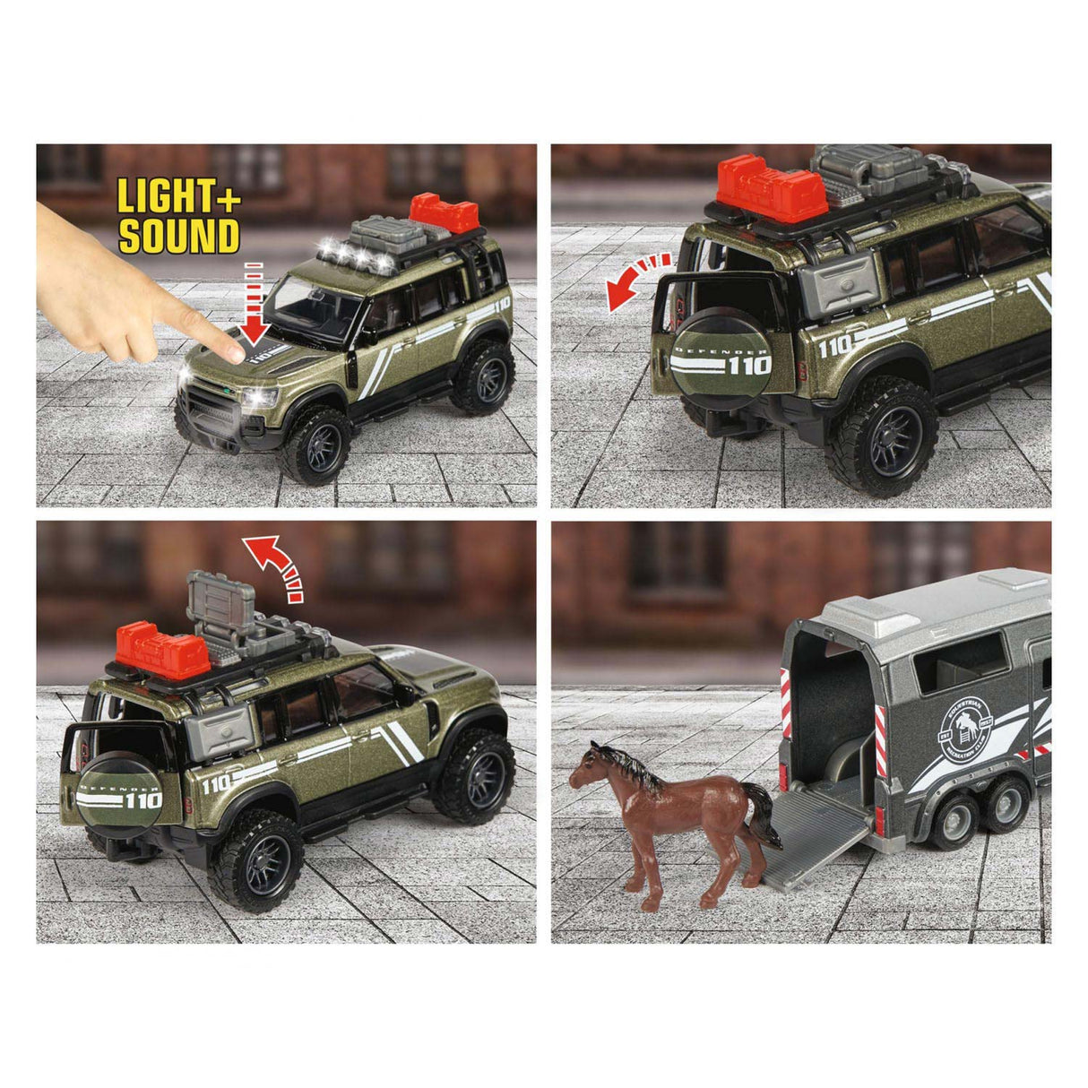 Majorette land rover with horse trailer