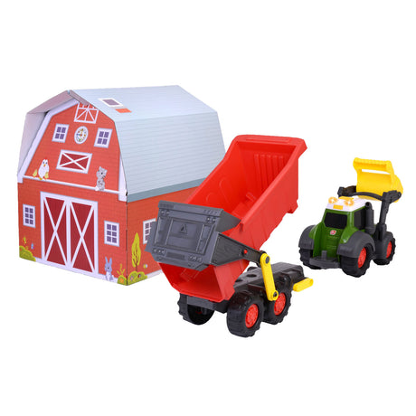 Dickie ABC Fendti Traktor mit Anhänger und Bauernhof