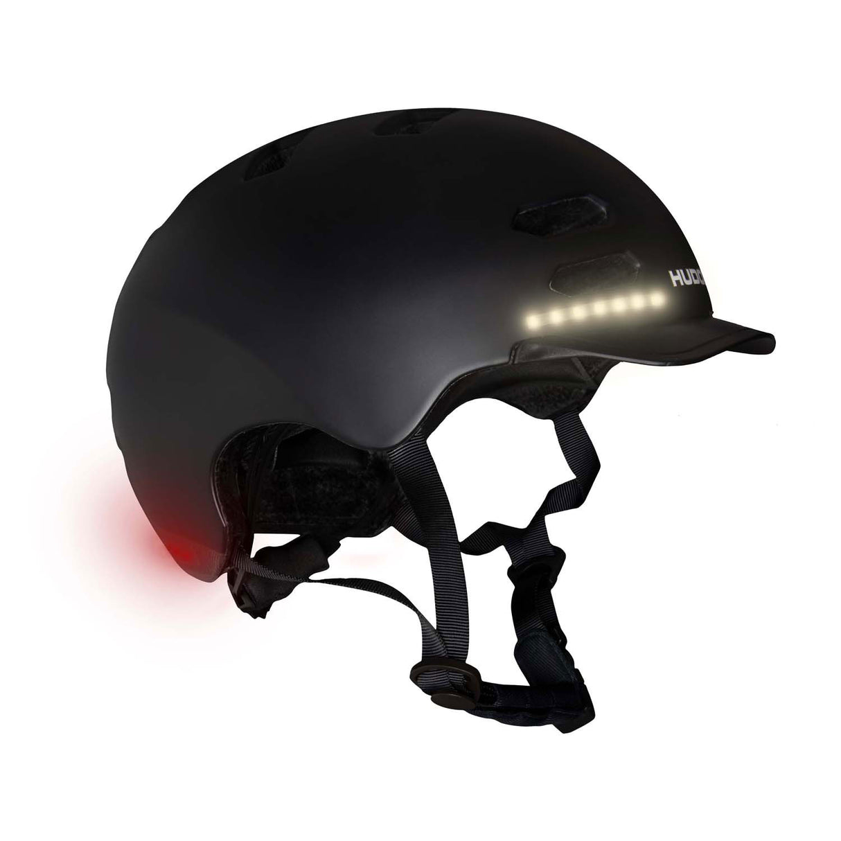 Hudora skaterhelm met klep en led zwart, maat m (55-58cm)