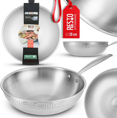 Merkloos sans marque merkloze wokpan 28cm tri-ply inductie, roestvrij staal