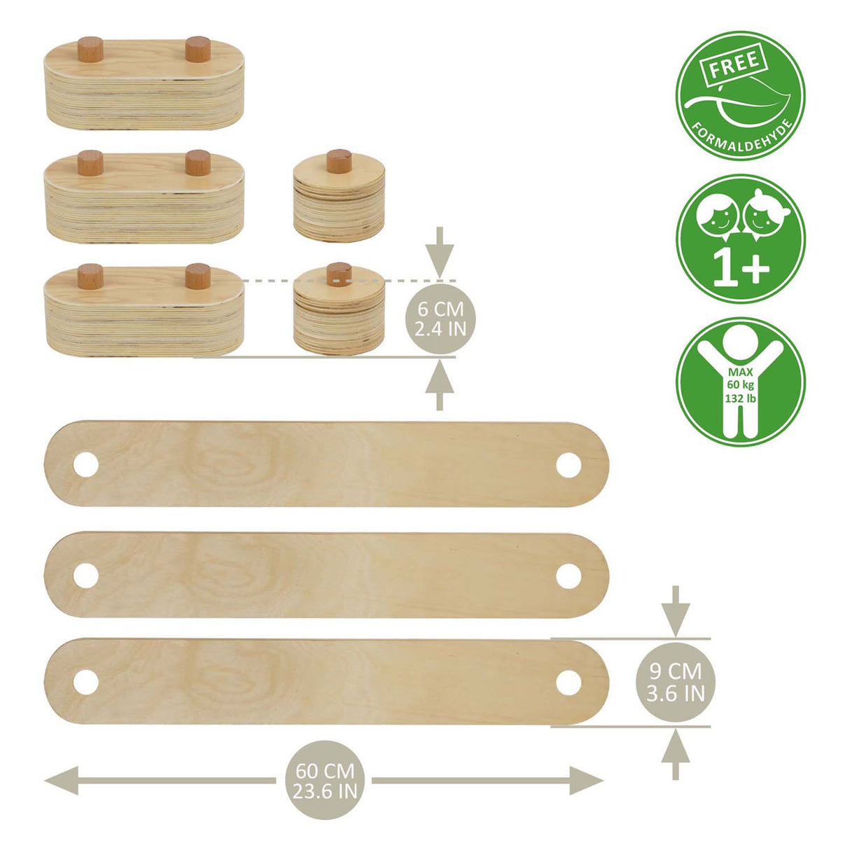 RC Holz-Balance-Set, 8-teilig.